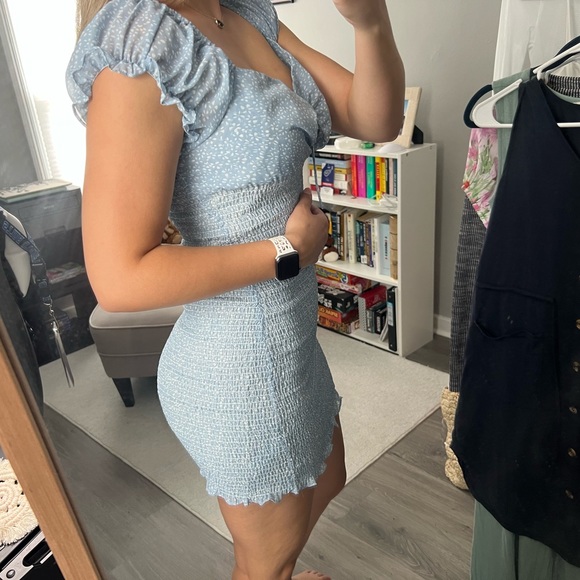 Blue Off the Shoulder Dress - Picture 4 of 7